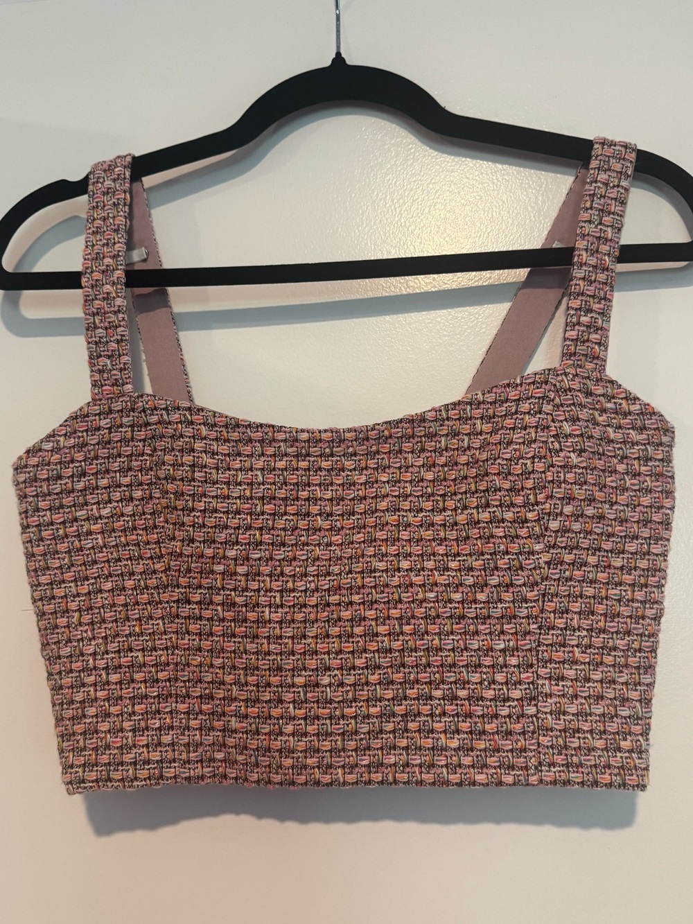 Aritzia Babaton Pink Multi Tweed Cropped Tank Top Size 2